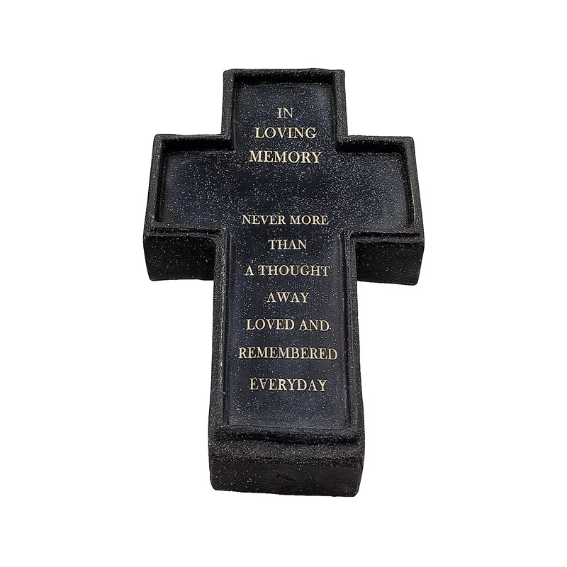 Hot sale polyresin memorial cross – in loving memory garden decoration