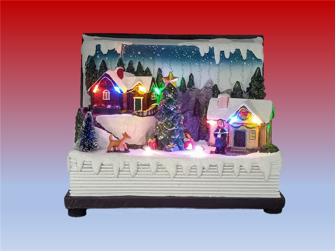 Wholesale seasonal holiday decoration bookshape sence Led illuminated musical Christmas village houses with 8 Xmas songs