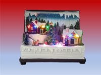 Wholesale seasonal holiday decoration bookshape sence Led illuminated musical Christmas village houses with 8 Xmas songs