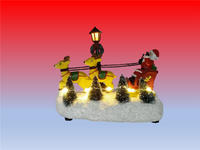 Custom home decor polyresin Christmas ornaments santa on sleigh with reindeer lighted christmas scene
