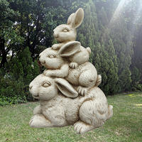 Wholesale mgo stacked bunnies sculpture for garden decorations