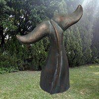 Custom made modern abstract art design antique bronze whale tail statue