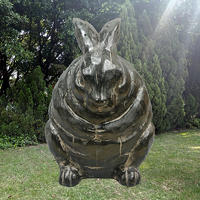 Customized wholesale cute rabbit statue fiberglass bunny sculpture garden ornament