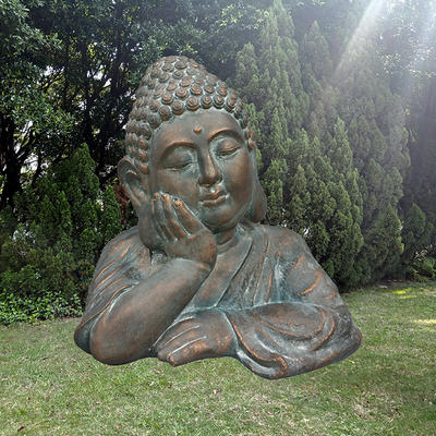 Custom made home ornaments fiberglass meditating buddha bust garden statue