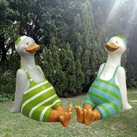 Wholesales decorative resin duck figurine garden pair ducks outdoor decoration