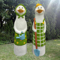 Cute outdoor animal decorative fiberglass cartoon working ducks for the garden