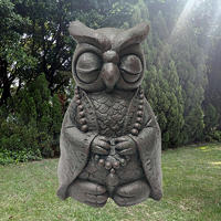 Hot sale mgo sitting owl sculpture meditating owl buddha statue for garden decoration