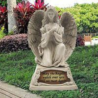 Wholesale custom design resin memorial garden statue resin angel with solar LED light