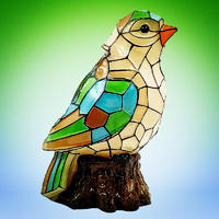 Handmade polyresin mosaic bird with solar light faux tiffany bird solar lighted garden statue decoration