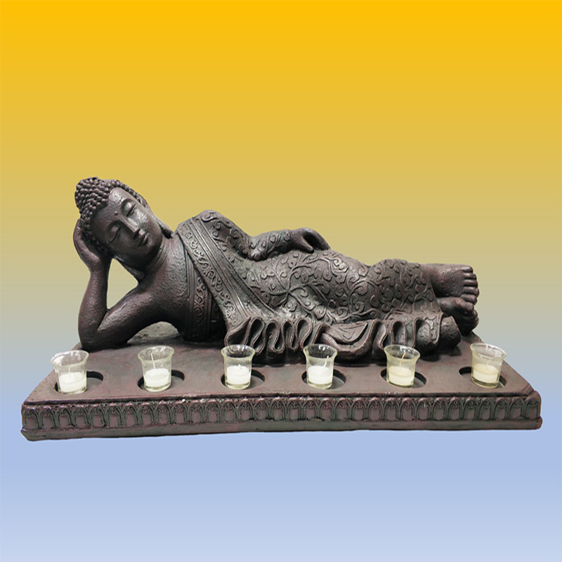 Wholesale decorative lying buddha staute with tea light holders for home decoration