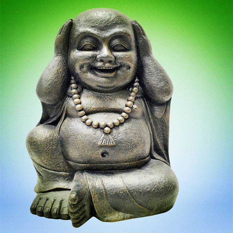 Large laughing hear no evil buddha garden statue for sale