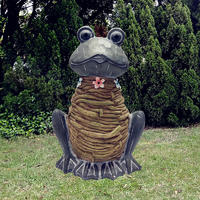 Best selling outdoor animal sculpture mgo rattan texture frog statue garden decorations