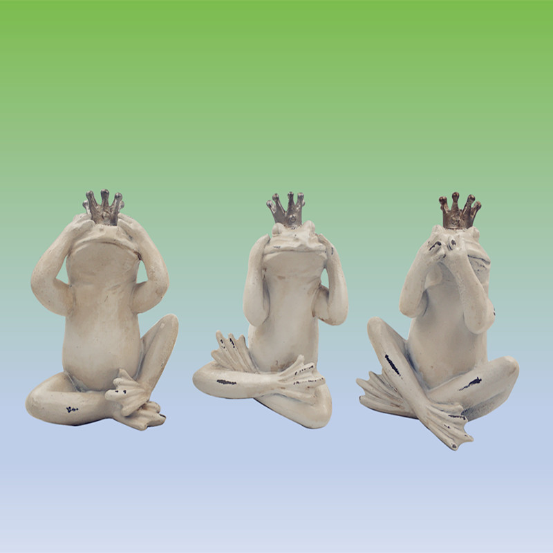 Resin three wise frogs ornaments set of 3 outdoor animals sculpture see hear speak no evil for sales