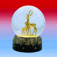 OEM Led lighting water snow globe with reindeer & fawn christmas tabletop decoration
