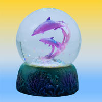 Factory directly supply custom resin dolphins snow globe with Led lighting tabletop decoration