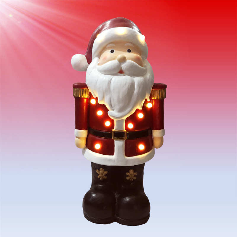 Factory price magnesia santa nutcracker with Led lights for christmas decoration