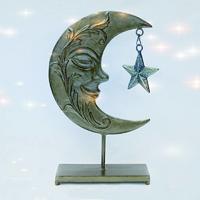 Festival decorative table stand cast iron mystic moon with hanging star home decoration