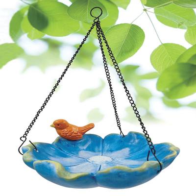 Custom made wholesale hanging garden ceramic birdfeeder