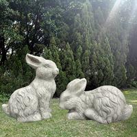 Competitive price outdoor animal ornaments fiberglass rabbit statue set garden decoration