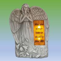 Solar lighted memorial garden stone with angel outdoor decoration