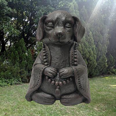 Customized mgo sitting dog sculpture meditating dog buddha statue for lawn ornament