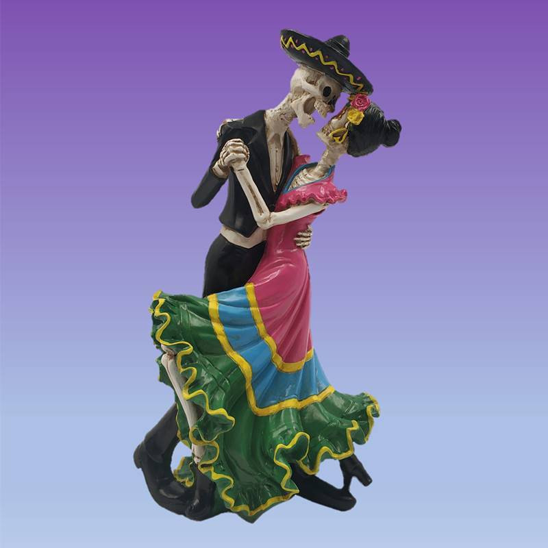 Wholesale price dancing skeleton couple figurine resin zombie bride halloween mexico day of the dead decoration