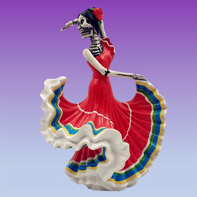 Wholesale day of the dead diva figurine custom polyresin diva skeleton dancer statue for halloween decoration