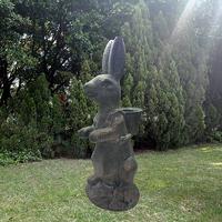 Hot sale easter rabbit statue handmade sitting bunny with basket planter garden decoration