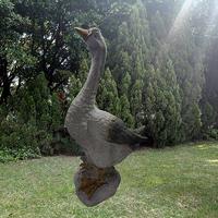 Wholesale realistic life size animal figurines outdoor goose head up statue for garden and lawn decoration