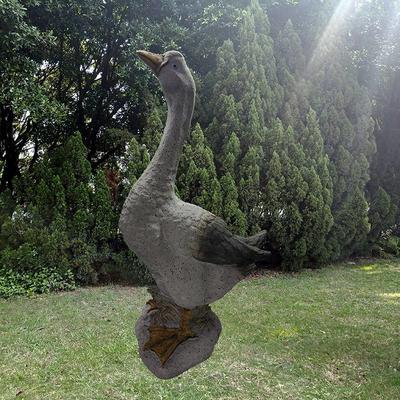 Wholesale realistic life size animal figurines outdoor goose head up statue for garden and lawn decoration